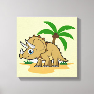 Triceratops in een tropisch klimaat. canvas afdruk