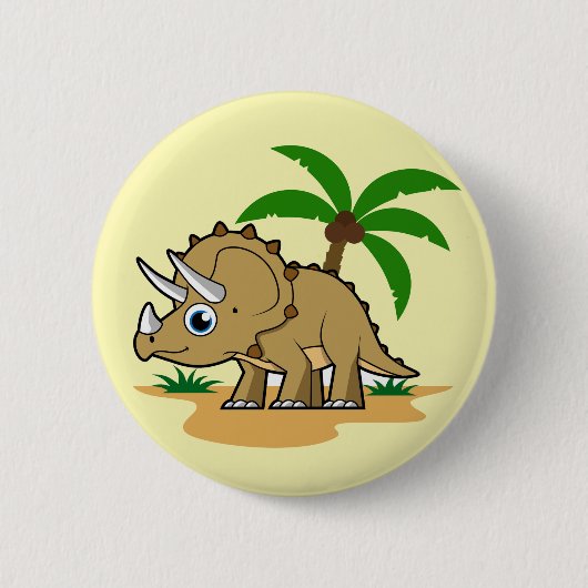Triceratops in een tropisch klimaat. ronde button 5,7 cm (Voorkant)