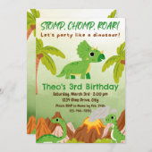 Tricératops Invitation d'anniversaire (Devant / Derrière)