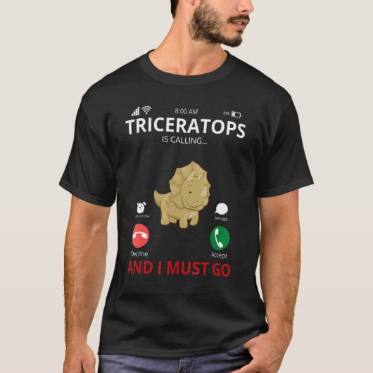 Triceratops Is Calling   Dinosaur T-shirt (Voorkant)