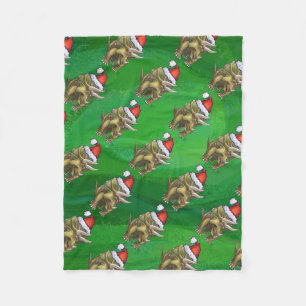 Triceratops kerstgroen fleece deken