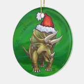 Triceratops kerstgroen keramisch ornament (Links)