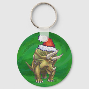 Triceratops kerstgroen sleutelhanger