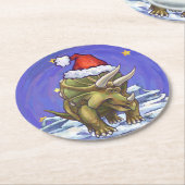 Triceratops Kerstmis Ronde Kartonnen Onderzetter (Gebogen)