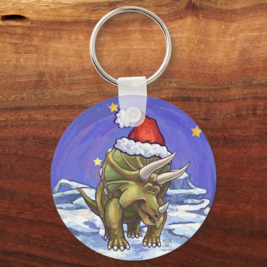 Triceratops Kerstmis Sleutelhanger (Voorkant)