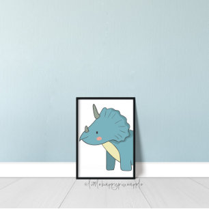 Triceratops Kinder Room Dinosaur Wall Art Poster