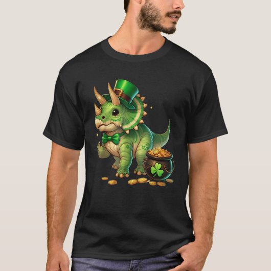 Triceratops Leprechaun St Patricks Day Shamrock Cu T-shirt (Voorkant)