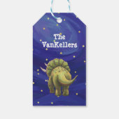 Triceratops met kerstcadeaus cadeaulabel (Achterkant)