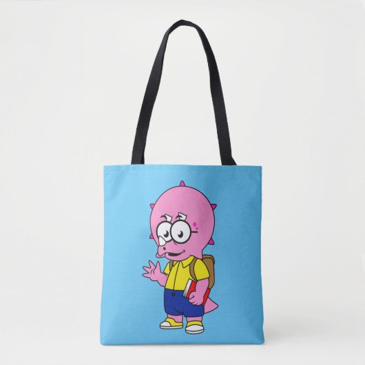 Tricératops Nerd Avec Sac À Dos Et Manuel. (Devant)