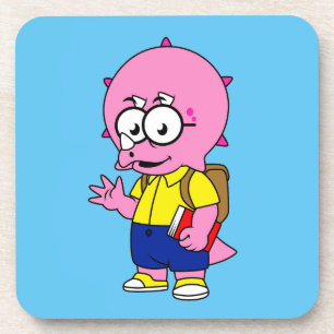 Triceratops Nerd met rugzak en handboek. Bier Onderzetter