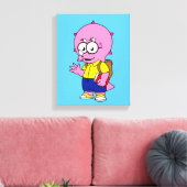 Triceratops Nerd met rugzak en handboek. Canvas Afdruk (Insitu (Woonkamer))