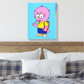 Triceratops Nerd met rugzak en handboek. Canvas Afdruk (Insitu (Slaapkamer))