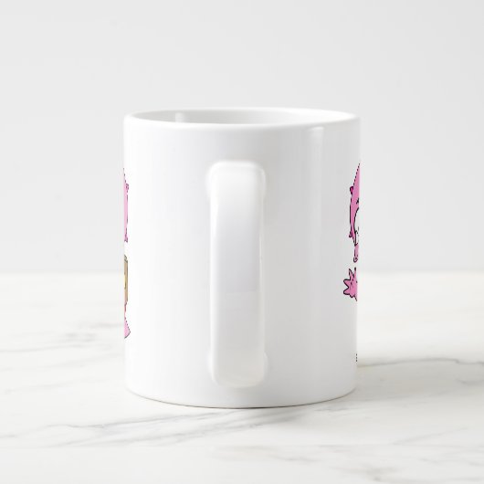 Triceratops Nerd met rugzak en handboek. Extra Grote Beker (Achterkant)