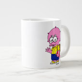 Triceratops Nerd met rugzak en handboek. Extra Grote Beker (Voorkant rechts)