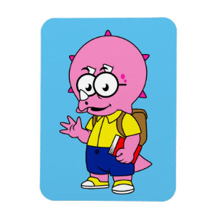Triceratops Nerd met rugzak en handboek. Magneet
