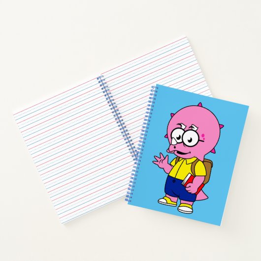 Triceratops Nerd met rugzak en handboek. Notitieboek (Binnen)