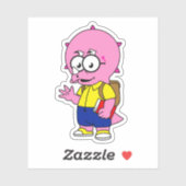 Triceratops Nerd met rugzak en handboek. Sticker (Vel)