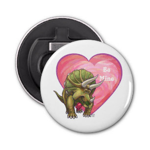 Triceratops Red Rose Heart Button Flesopener