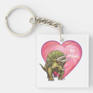 Triceratops Red Rose Heart Sleutelhanger