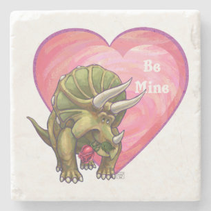 Triceratops Red Rose Heart Stenen Onderzetter