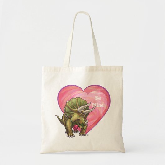 Triceratops Red Rose Heart Tote Bag (Voorkant)