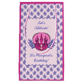 Triceratops  Roze Dinosaur en Leaf Pattern Klein Cadeauzakje (Voorkant)