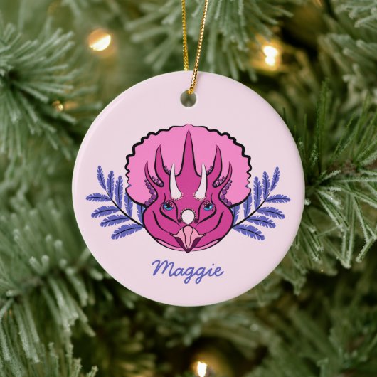 Triceratops Roze Dinosaur Keramisch Ornament (Boom)