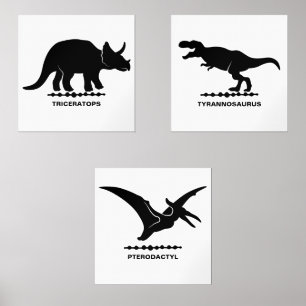 Triceratops, Tyrannosaurus & Pterodactyl Dinosaur Muurkunst Sets