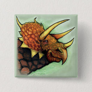 Triceratops Vierkante Button 5,1 Cm