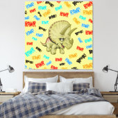 Triceratops zegt "Rawr!" Acryldruk Canvas Afdruk (Insitu (Slaapkamer))