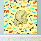 Triceratops zegt "Rawr!" Acryldruk Canvas Afdruk (Insitu (Houten vloer))