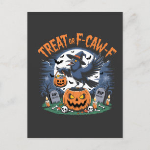 Trick for F-Caw-f Funny Crow Halloween Spooky Feestdagenkaart