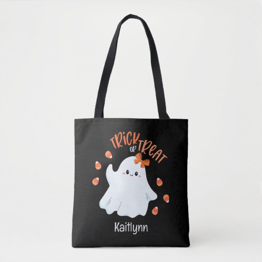 Trick Halloween Ghost mignon ou Sac fourre-tout de (Devant)
