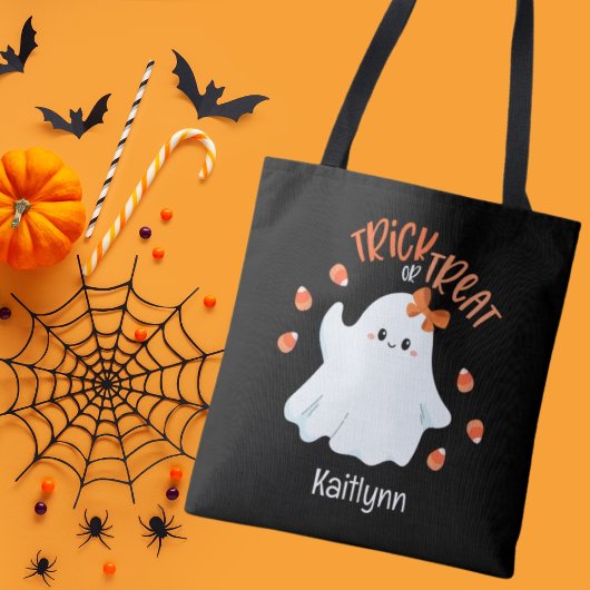Trick Halloween Ghost mignon ou Sac fourre-tout de