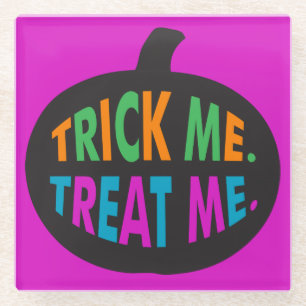 Trick Me Treat Me, Halloween Multi-Color Glazen Onderzetter