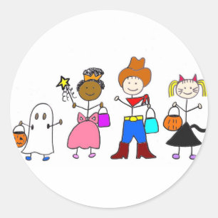 Trick- of behandelaars-Halloween-stickers Ronde Sticker