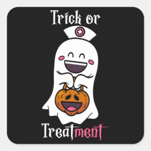 Trick of behandeling Grappige geest verpleegster H Vierkante Sticker