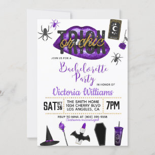 Trick of Chic Halloween Bachelorette Invitation Kaart