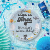 Trick of drie Halloween jongen verjaardagspapier b Papieren Bordje (Feest)