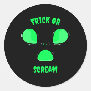 Trick of Scream Funny design Halloween Alien Ronde Sticker