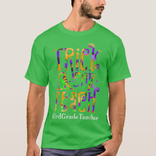 Trick of Teach 3rd Grade docer Tie Dye Halloween T-shirt