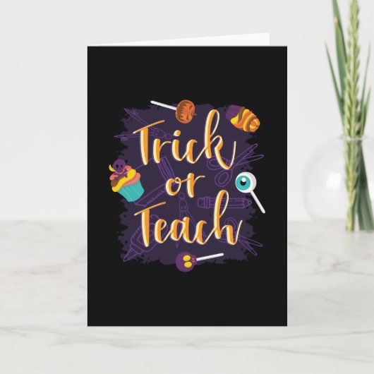 Trick of Teach Halloween School bijvoorbeeld Kaart (Voorkant)