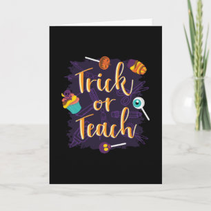 Trick of Teach Halloween School bijvoorbeeld Kaart