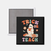 Trick of Teach Retro Groovy Floral Ghost Teacher H Magneet (Voorkant / Achterkant)