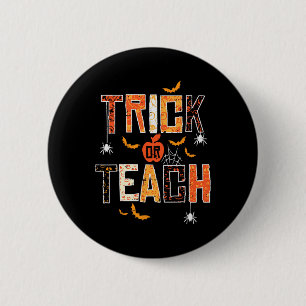 Trick of Teach Retro Halloween leraar vrouwen Man  Ronde Button 5,7 Cm