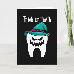 Trick of Teeth Funny Dentist Dental Halloween Gift Kaart