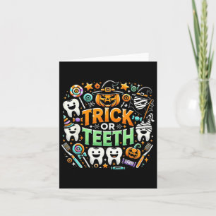 Trick of Teeth Grappige Tandarts Halloween Dental  Kaart