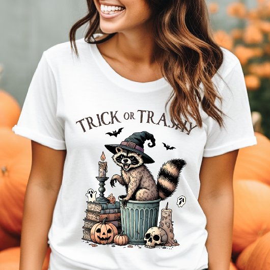 Trick of Trashy Raccoon Halloween T-shirt