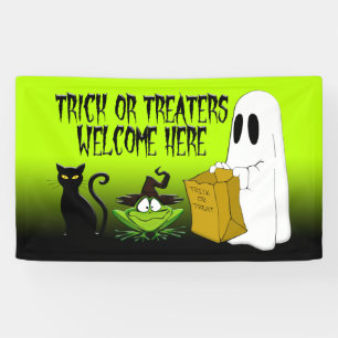 Trick of Treers Welkom Halloween Green Banner
