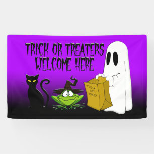 Trick of Treers Welkom Halloween Purpl Banner